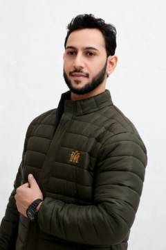 MODEVRO – Premium Unisex Olive Green Nylon Puffer Jacket